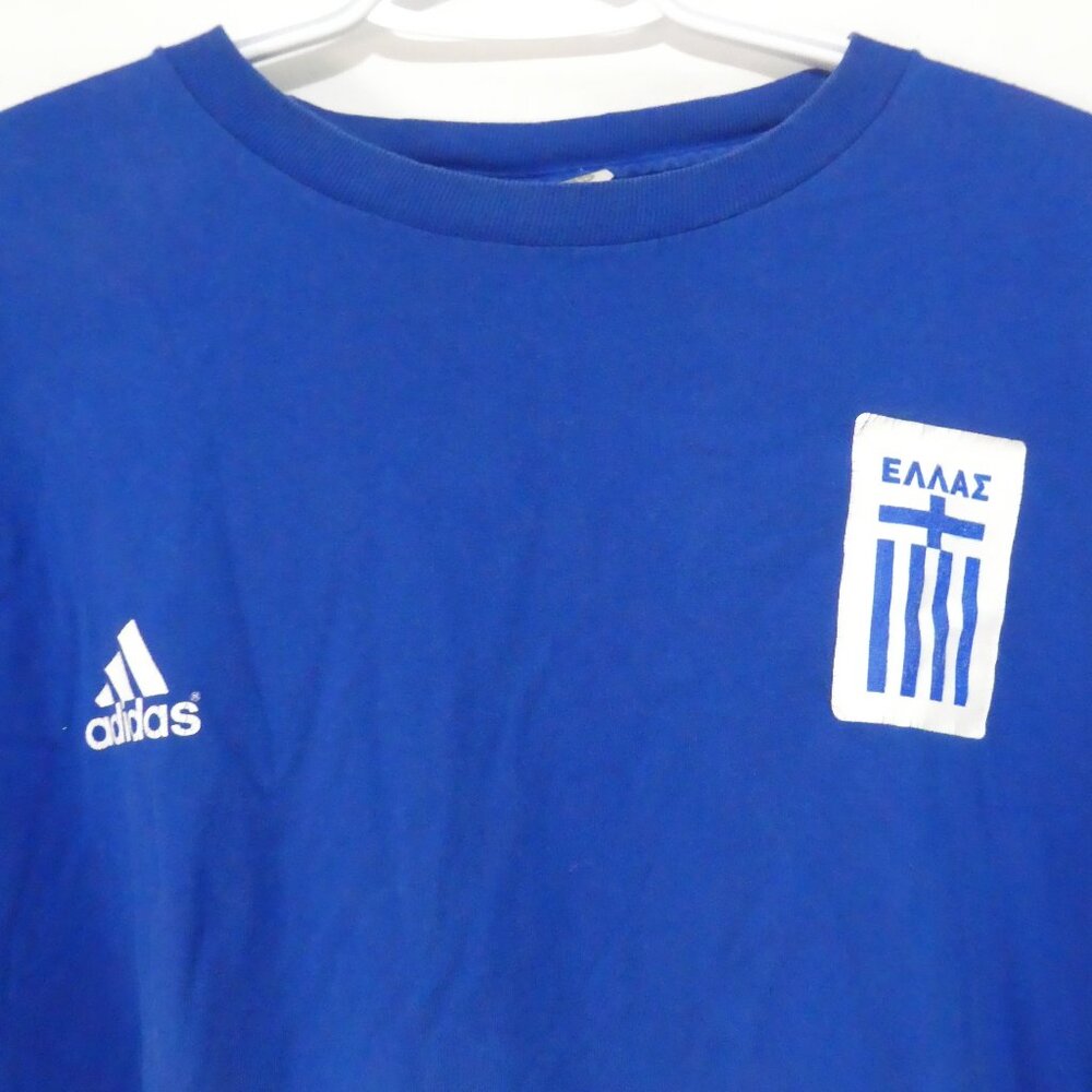 ADIDAS | large | Blue Short Sleeve Greece Football T-Shirt